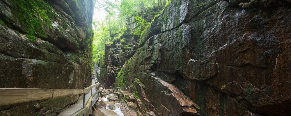 Narrow Flume Gorge at Franconia Notch in New Hampshire