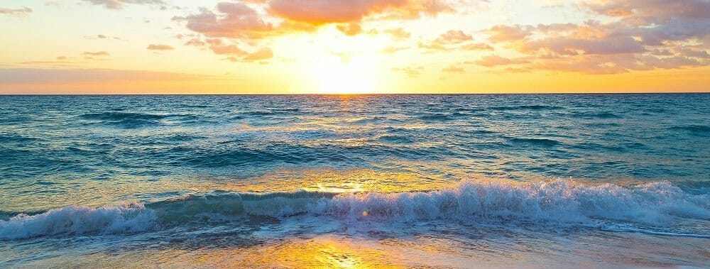 Sunrise over the ocean in Miami Beach, Florida. 