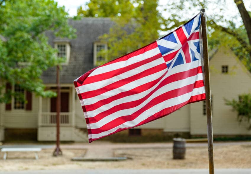 Grand Union Flag in Williamsburg, Virginia, USA