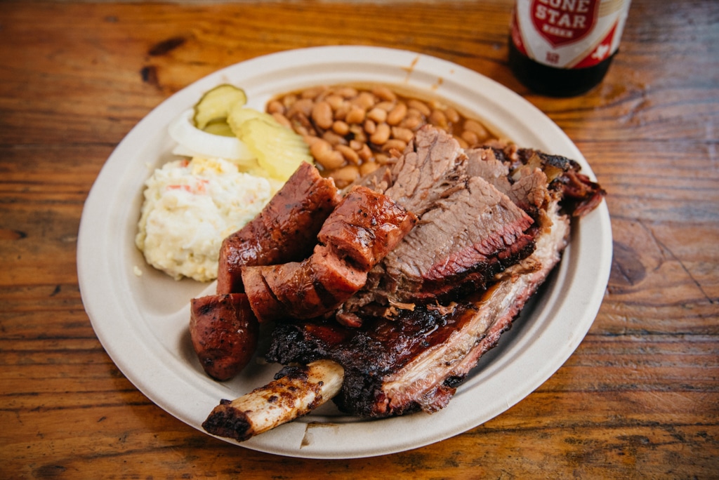 Plate of Food from Iron Works Barbecue Credit Lisa Hause Courtesy of Visit Austin