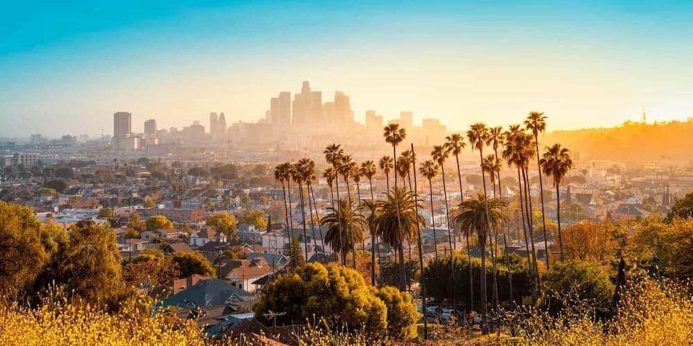 Beautiful city sky at sunset